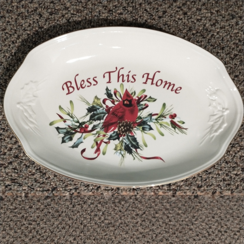 Lenox Winter Greetings Bless this house tray